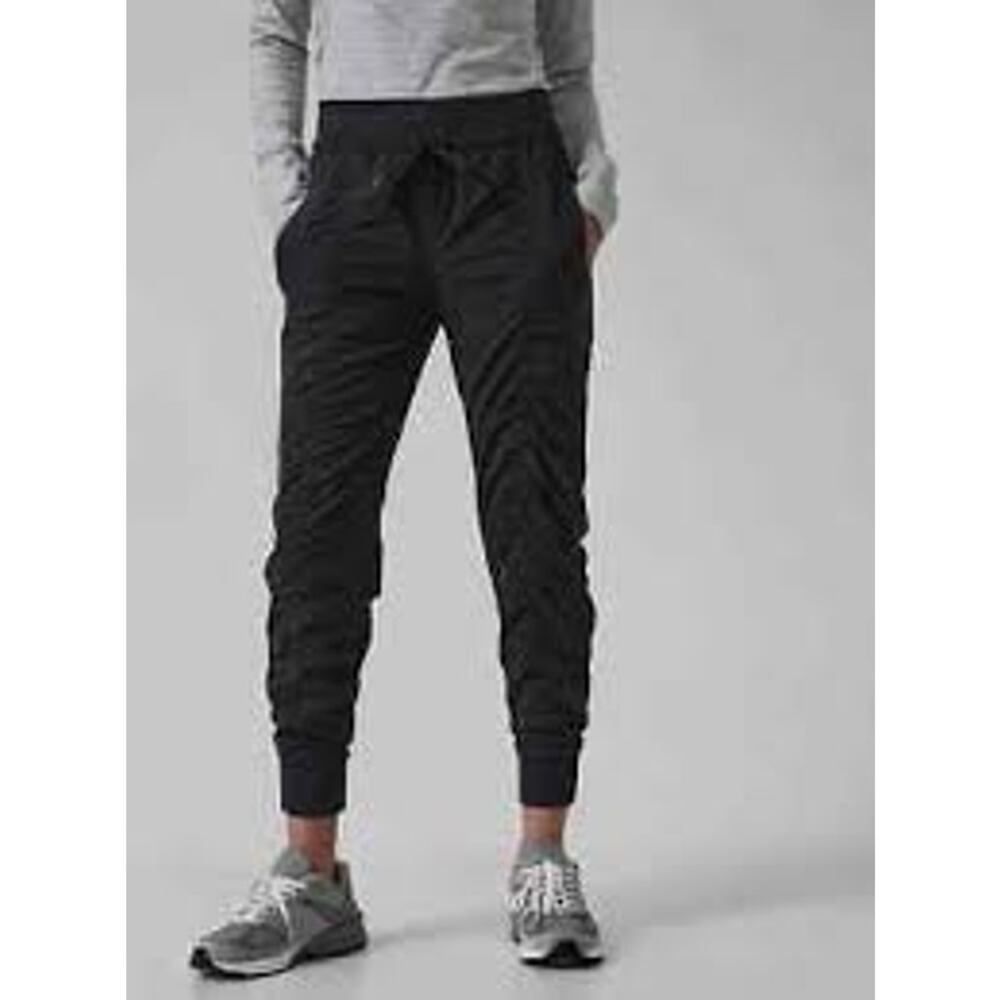 Athleta Women's Attitude Pant in Black Ruched Seams Unlined Jogger Style 10P - Picture 2 of 16